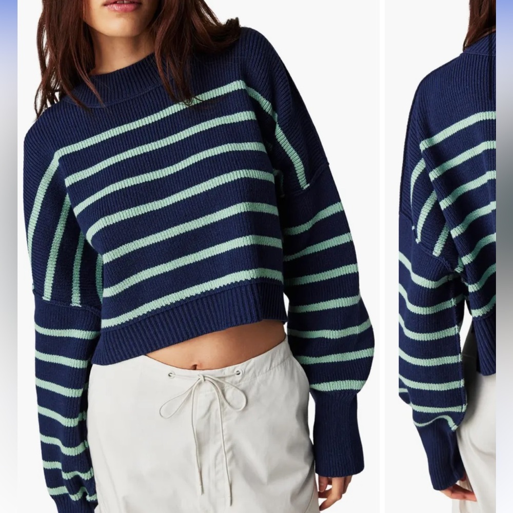 Free People Easy Street Stripe Crop Pullover